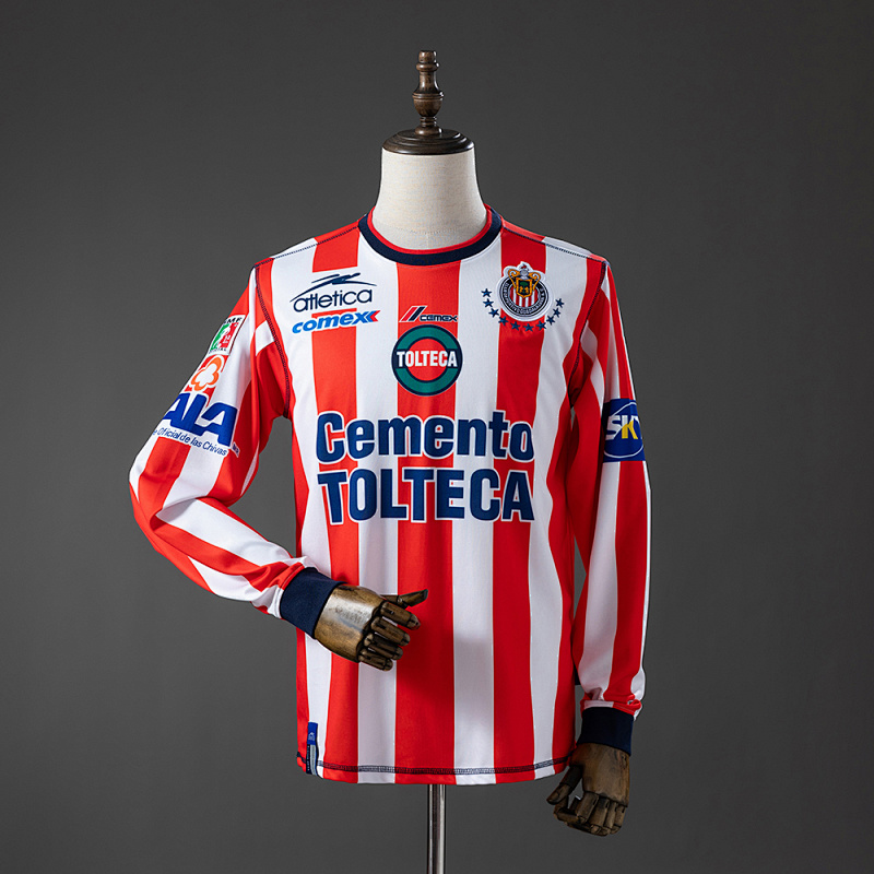 Chivas de Guadalajara 02-03 Local Camiseta Retro de Manga Larga Tallas S-XXL